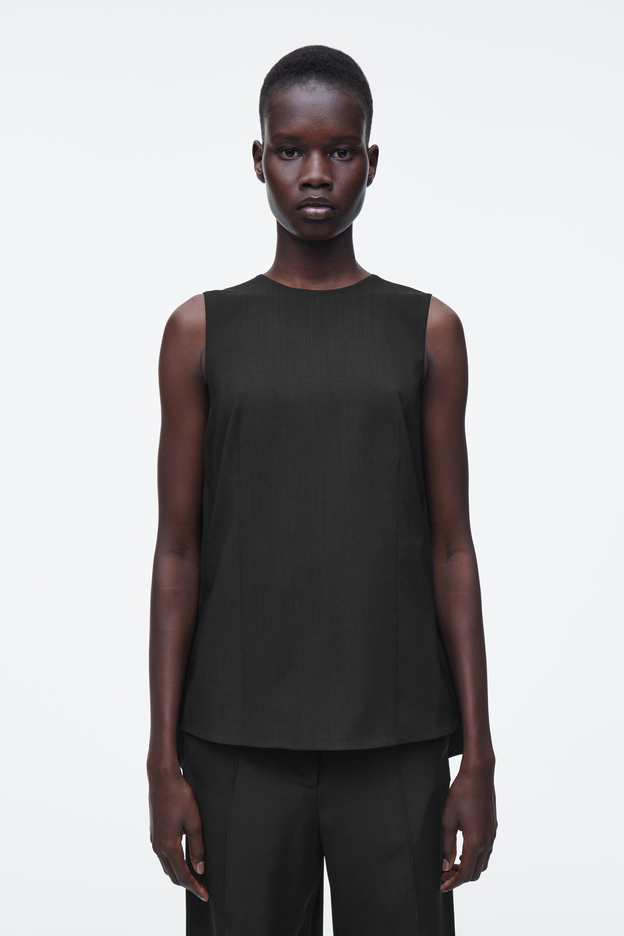 DECONSTRUCTED OPEN-BACK WOOL TOP - CARBON | COS UK