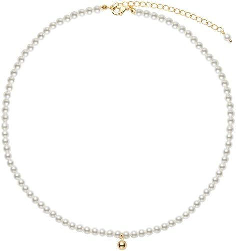 Pearl Necklace 3MM/4MM/6MM White Freshwater Pearl Choker Strands Necklace for Women/Mother/Girlfr... | Amazon (US)