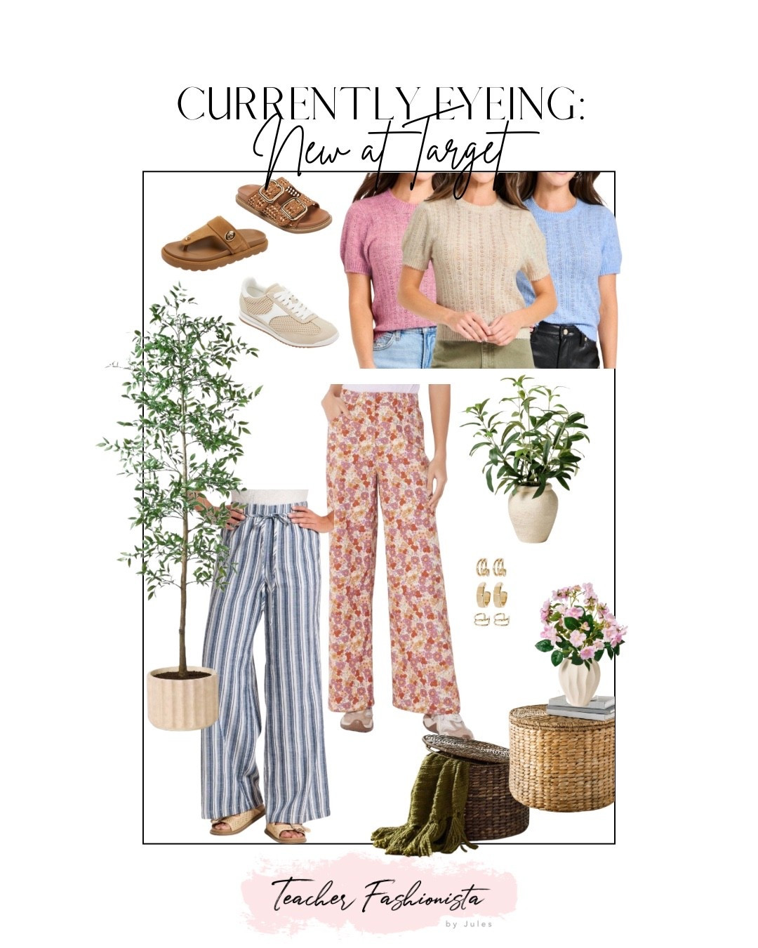 New at Target —

Spring pants (think for teacher outfits or a vacation!), sandals, sneakers, home refresh decor, greenery, spring feels