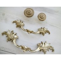 3"" 3.75"" Antique Silver Drawer Handle Flower Dresser Knob Leaf Cabinet Door Furniture Hardware Ornate Wardrobe Pull 76 96mm | Etsy (US)