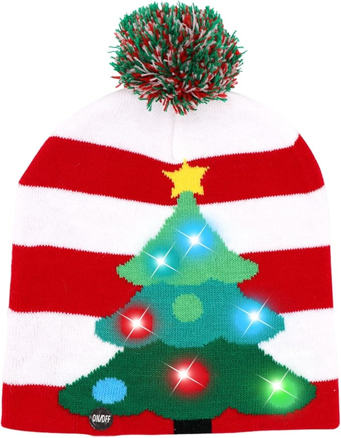 OurWarm LED Christmas Beanie Light up Christmas Hats, Knit Hats with 6 Colorful LED Lights, Unise... | Amazon (US)