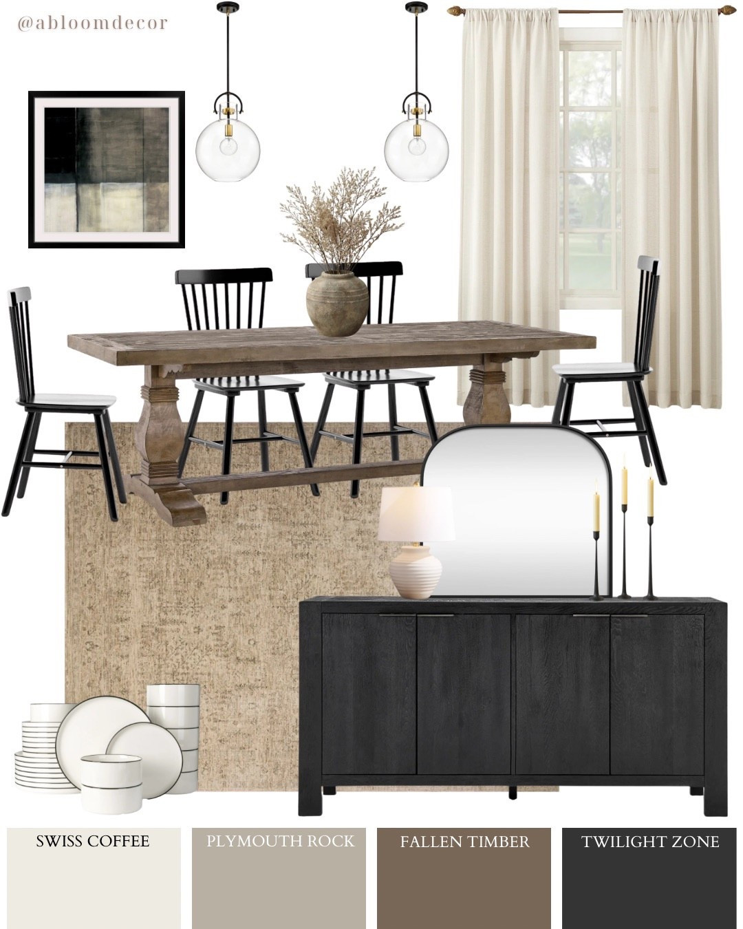 Rustic Black Modern Farmhouse Dining Room Design Idea

#LTKHome