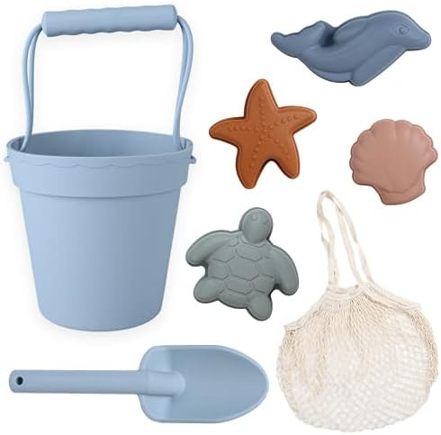 BLUE GINKGO Silicone Beach Toys - Modern Baby Beach Toys | Travel Friendly Beach Set | Silicone B... | Amazon (US)