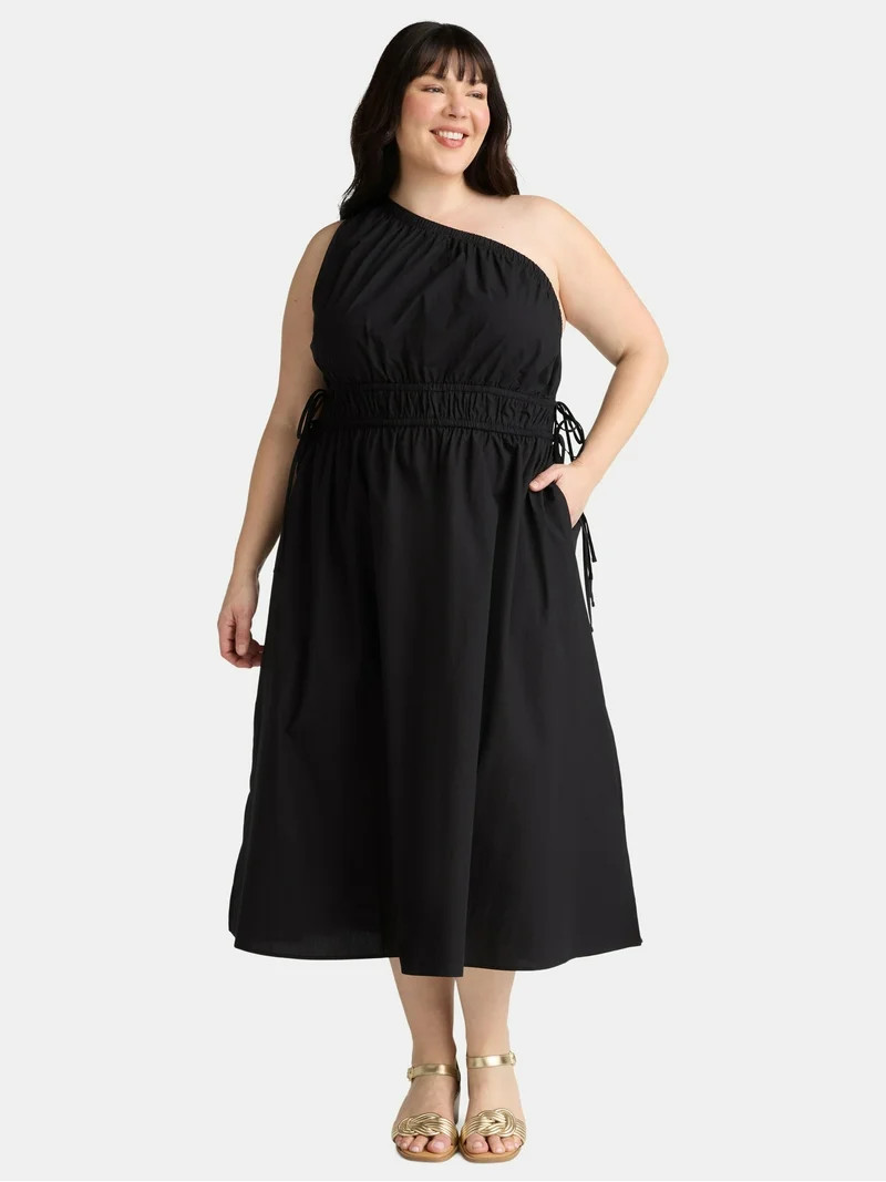 Time and Tru Women's and Women's Plus One Shoulder Dress, Sizes XS-4X | Walmart (US)