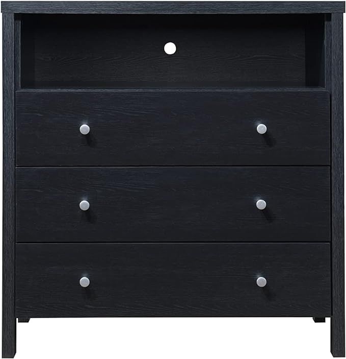 Hodedah 3-Drawer 1-Open Shelf Dresser, Black | Amazon (US)