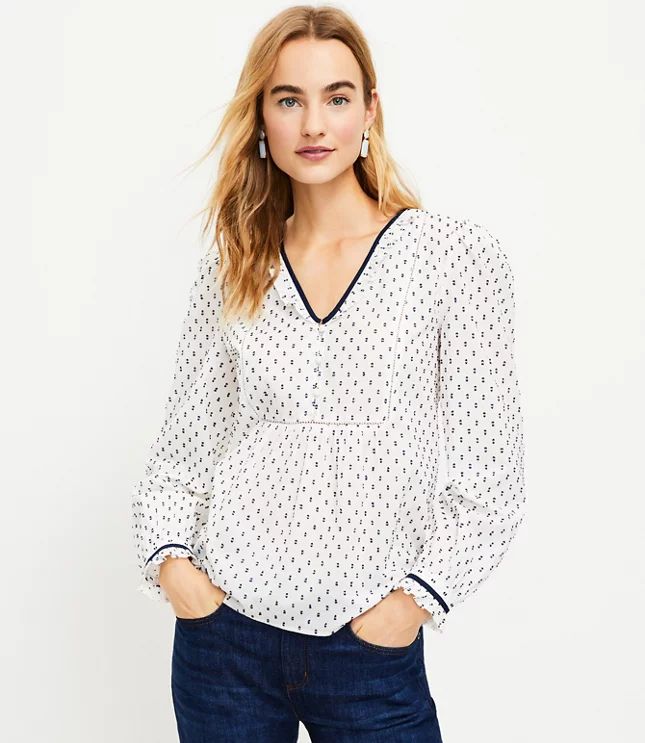 Clip Ruffle Bib Blouse | LOFT