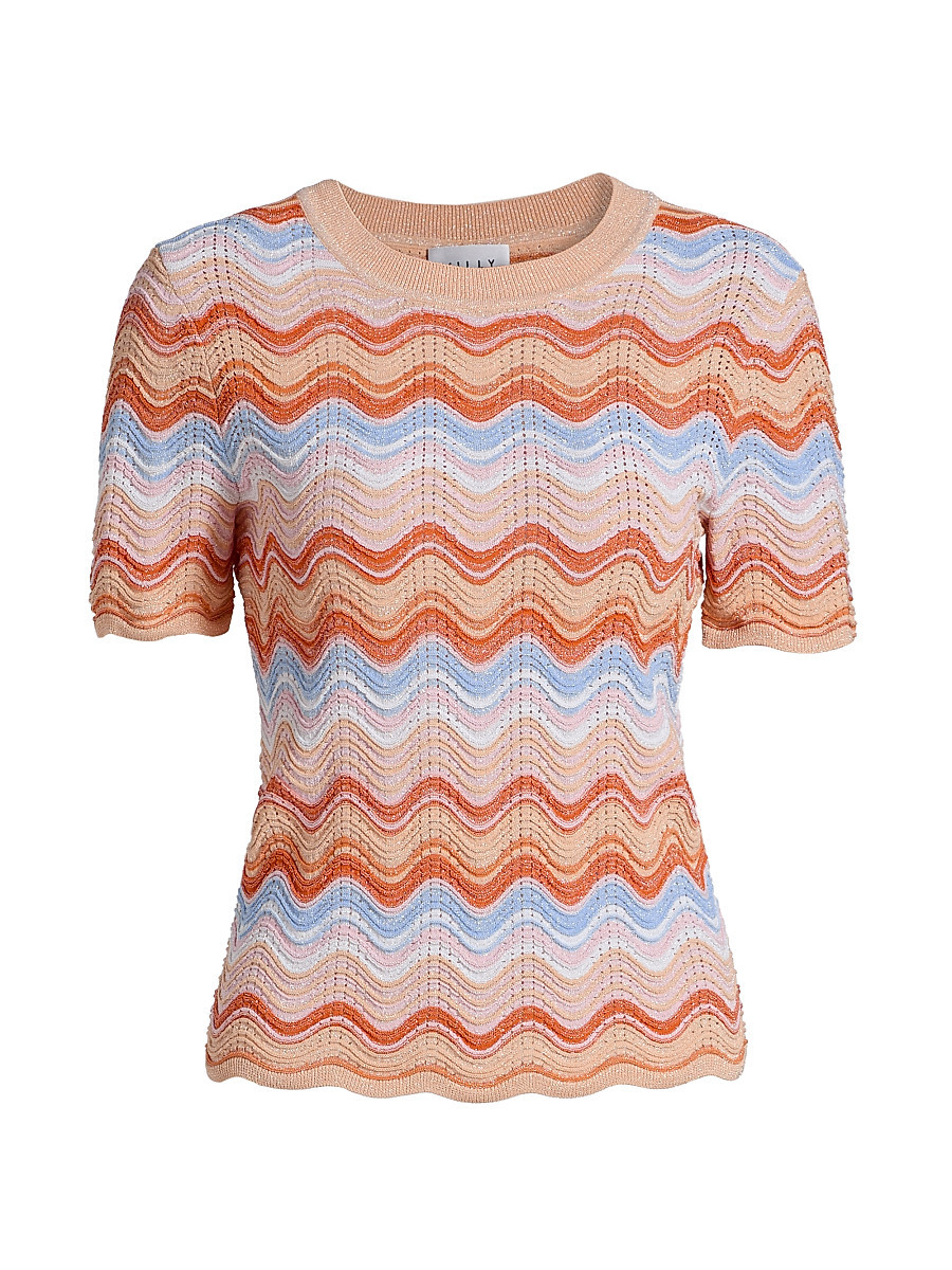 Women's Scallop Wave Short-Sleeve Top - Coral Pink - Size Large | Saks Fifth Avenue