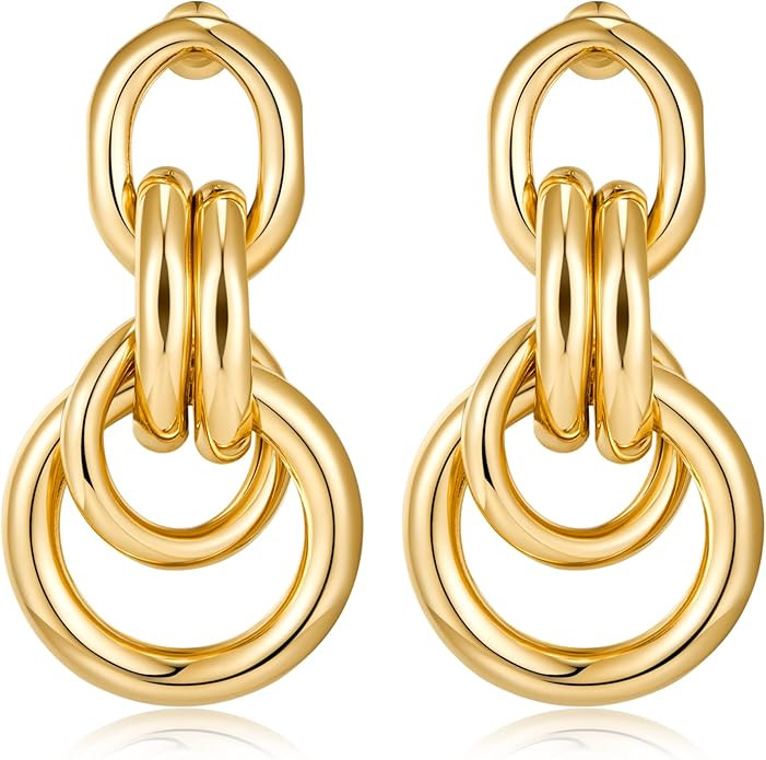 Gold Geometric Drop Dangle Earrings for Women Long Link Dangle Earrings Jewelry | Amazon (US)