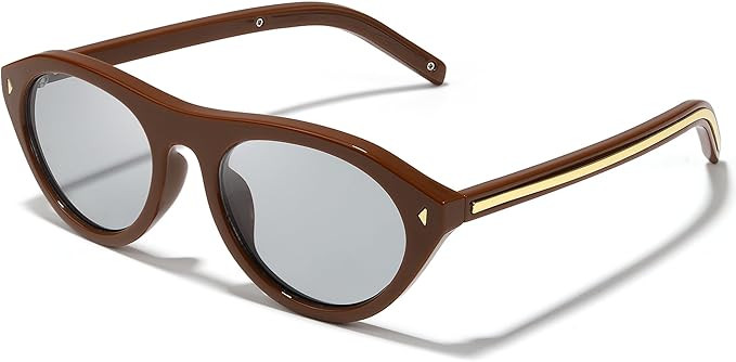 Oval Cat Eye Sunglasses for Women Trendy Retro Cateye Frame with UV Protection for Traveling or D... | Amazon (US)