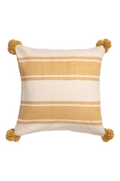 H & M - Tasselled cushion cover - Yellow | H&M (US + CA)