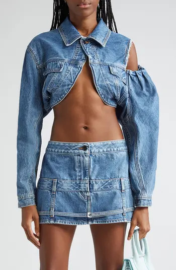 La Veste de Nîmes Linon Crop Cutout Denim Jacket | Nordstrom