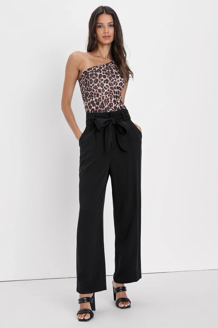Confident Approach Black Twill Paperbag Waist Trouser Pants | Lulus (US)