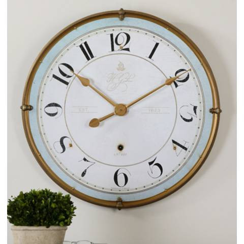 Uttermost Torriana 32" Round Vintage-Style Wall Clock - #3J233 | Lamps Plus | Lamps Plus