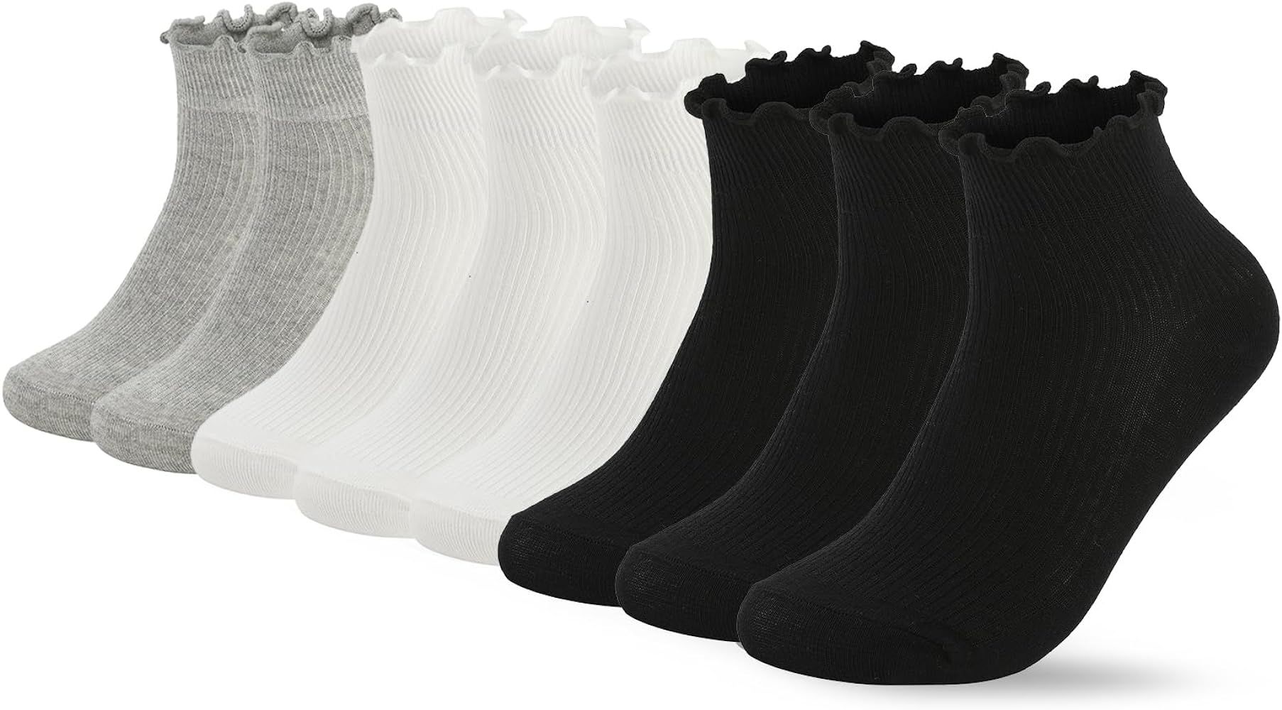 8 Pairs Frilly Socks Women,Ruffle Socks for Girl Women,Solid Color Lettuce Edge Comfort Breathabl... | Amazon (US)