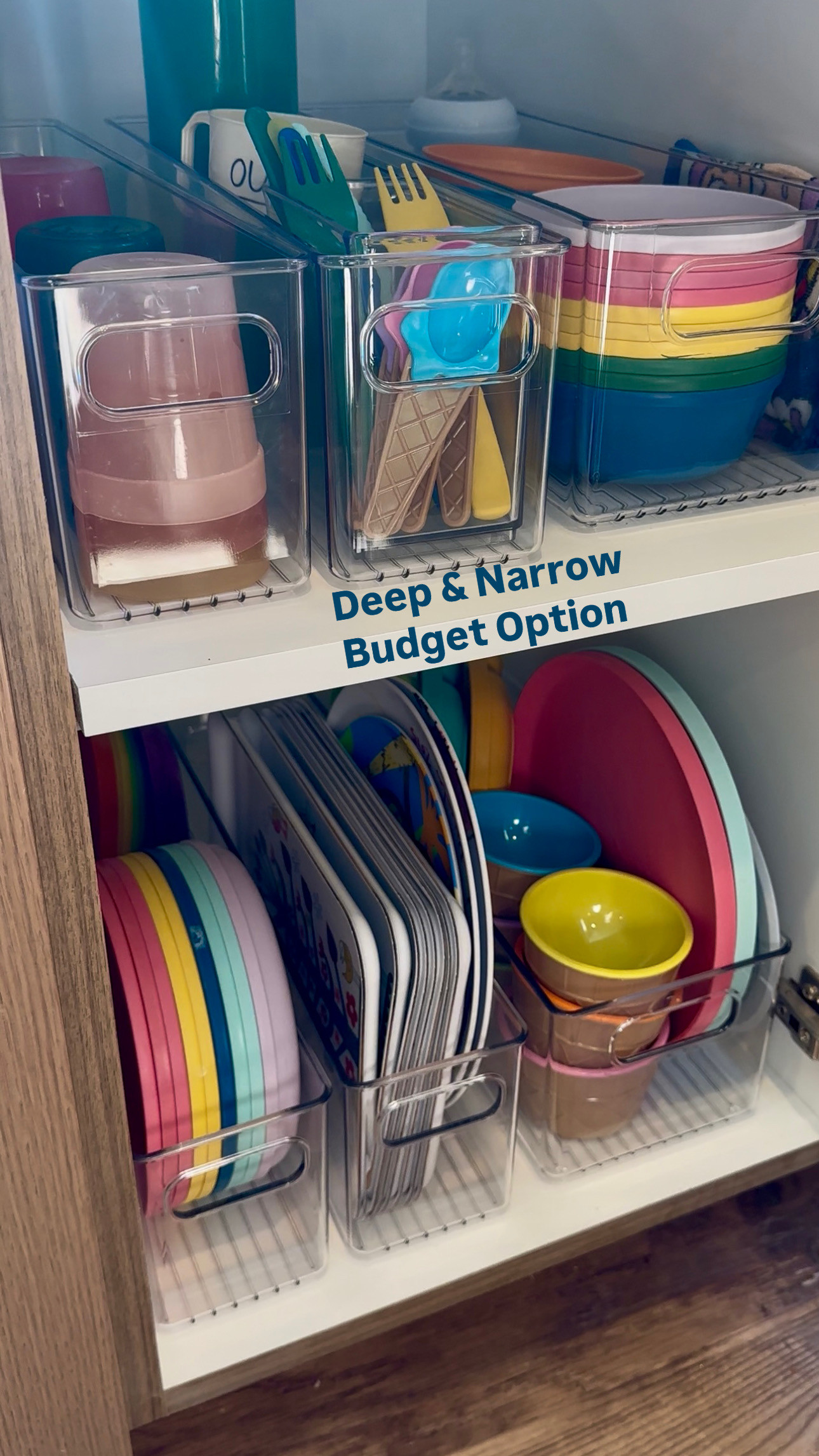 An organized kitchen uses every inch wisely…
Even that deep, narrow shelf that usually turns into a black hole. 👀
.
These containers act like little drawers—
Making it easy to slide them out, grab what you need, and put it back. 

 #LTKHome #LTKFamily