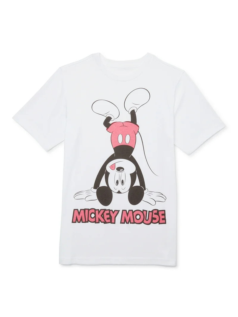 Disney Boys Mickey Mouse Upside Down, Crew Neck, Short Sleeve, Graphic T-Shirt, Sizes 4-18 | Walmart (US)