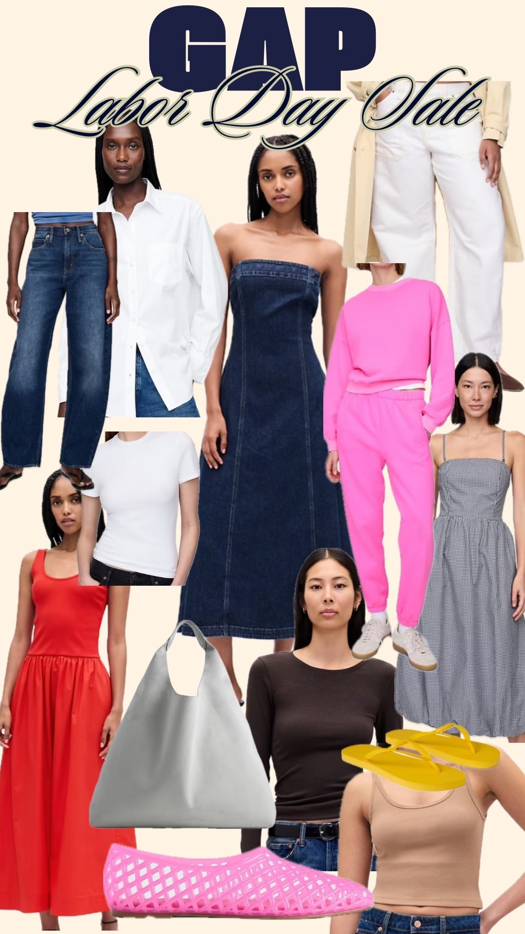 40%-60% off at Gap for their Labor Day SaleI love a good sale and I found amazing midi dresses, classic tops, barrel leg jeans and more for a steal! Those yellow flip flops are $5! Y’all always ask about my denim dresses and they’re from Gap, grab this one while it’s still in stock! Use code “LABORDAY” for an extra 10% off 

#LTKFindsUnder50 #LTKSaleAlert