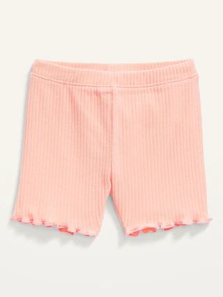 Rib-Knit Lettuce-Edge Biker Shorts for Toddler Girls | Old Navy (US)