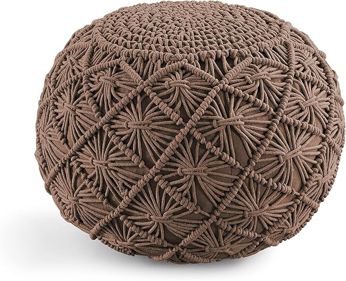 Pouf Ottoman Hand Knitted Cable Style Pouf - Macramé Pouf - Floor Ottoman - 100% Cotton Braid Co... | Amazon (US)