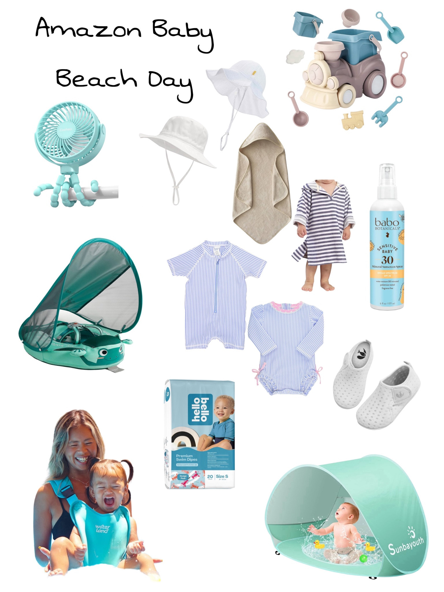 Amazon baby beach pool day vacation travel must haves swim diapers rash guard shoes beach ocean sand sun screen fan uv hat tent umbrella 

#LTKswim #LTKbaby #LTKkids