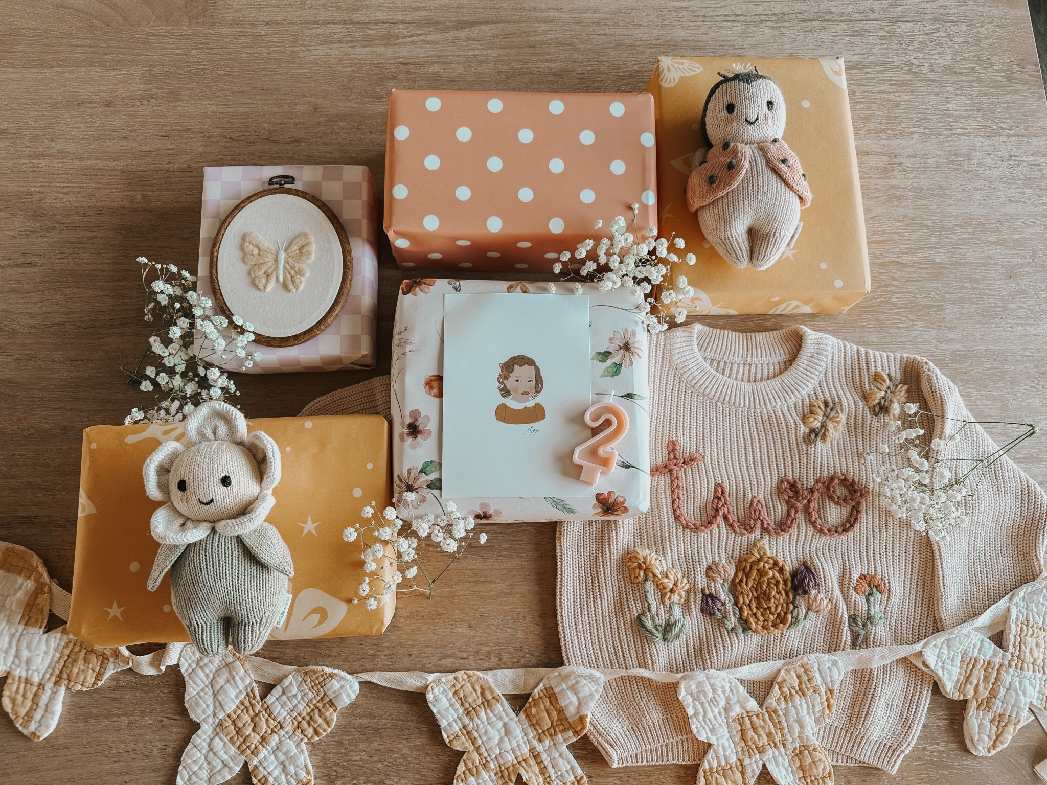 gift wrapping details for my two year old daughter who is having an encanto themed birthday party!🦋💛🕯️all other items will be linked on my Instagram! 

#LTKParties #LTKKids #LTKFamily