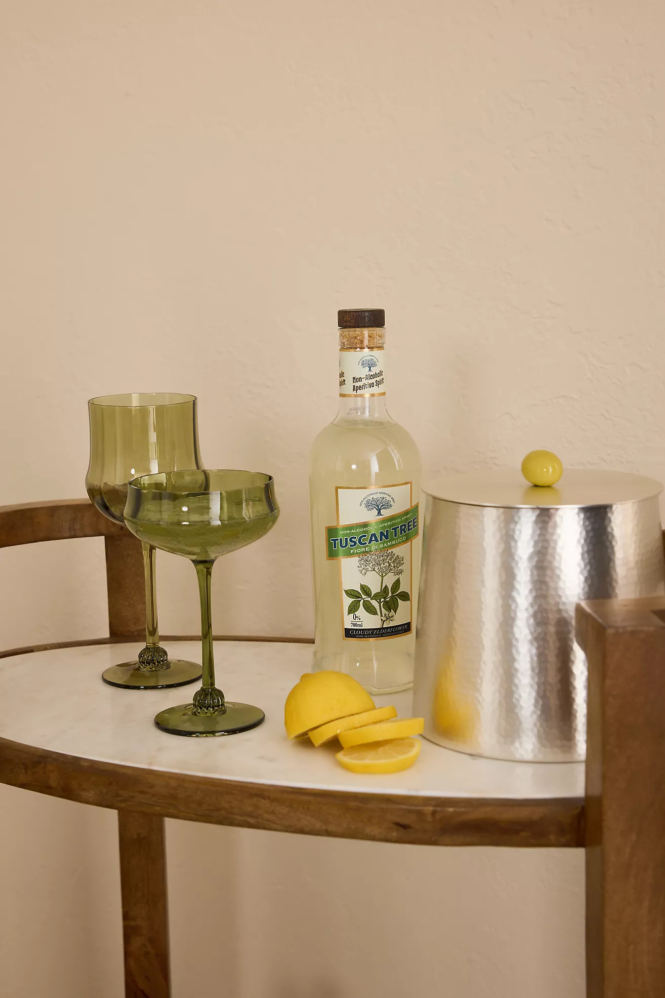 Mango Wood & Marble Bar Cart Drinks Trolley | Anthropologie (UK)