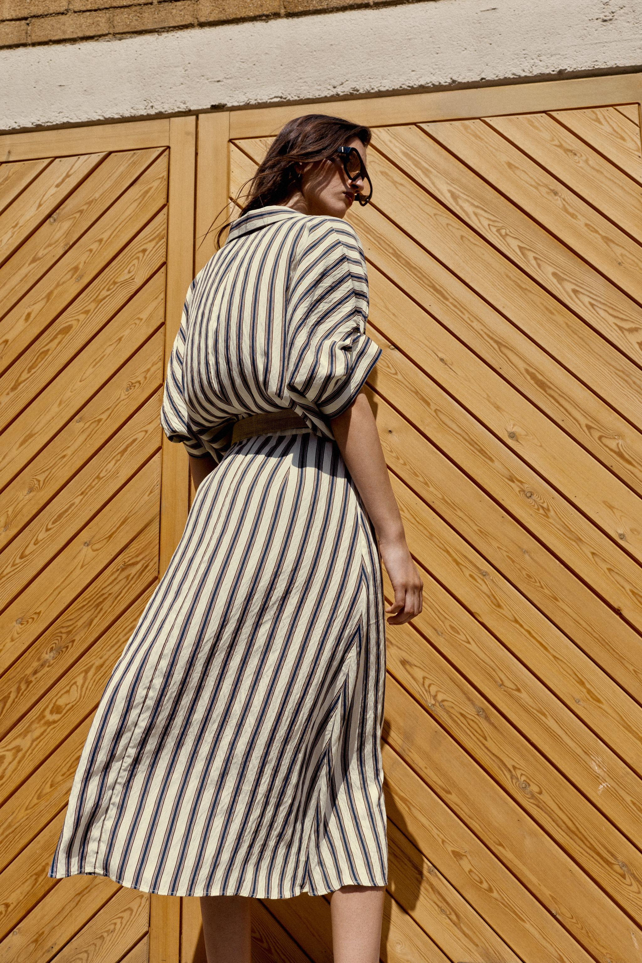STRIPED BELTED MIDI DRESS | Zara US