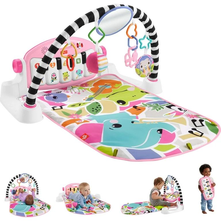 Fisher-Price Glow and Grow Kick & Play Piano Gym Baby Playmat with Musical Learning Toy, Pink - W... | Walmart (US)