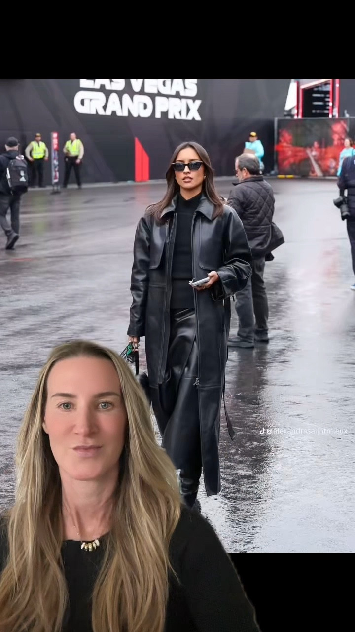 Alexandra Saint Mleux stepped into the Vegas F1 paddock and completely owned the weekend. 

Charles Leclerc’s fiancé delivered effortless quiet luxury in every look and the details were perfection. Her exact black wool funnel neck cape coat is on sale and under $60 and it’s the piece everyone is searching for right now. I found it for you. I also linked her long line leather trenchcoat, the leather wrap skirt, the tailored capri pants and the chic cat eye sunglasses that pulled everything together. This is elevated F1 paddock style at its best and it deserves a moment.