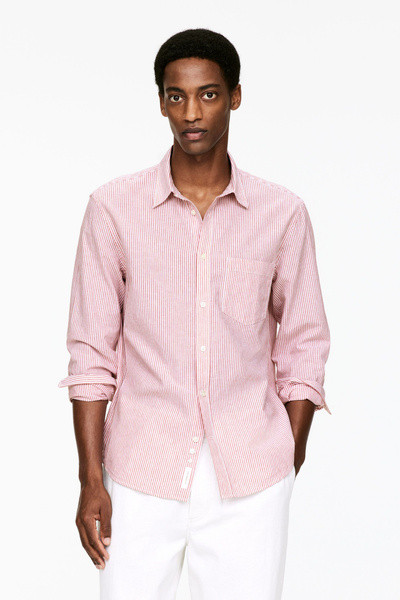 Hemdbluse aus Baumwolle und Leinen – Rot/Weiß – ARKET DE | Arket EU