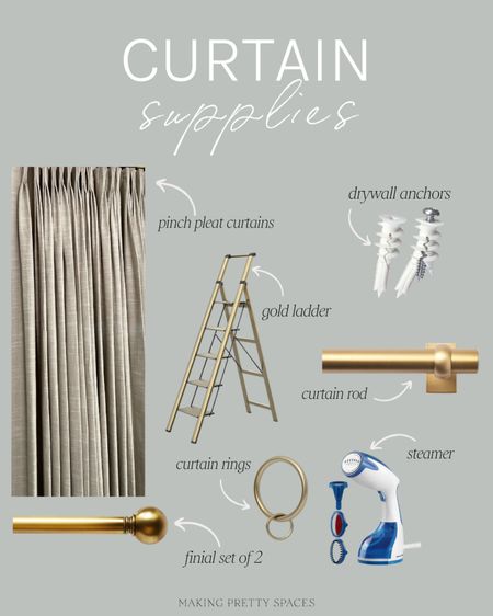 Shop my curtain supplies, amazon, two pages curtains, ladder, curtain rod, steamer, curtain rings, dining room, curtain supplies

#LTKfindsunder50 #LTKstyletip #LTKhome