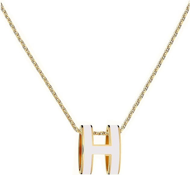 Yuangu Classic Letter Design 18K Gold Plated Girl Necklace Colorful Color Optional Women's Gift | Amazon (US)