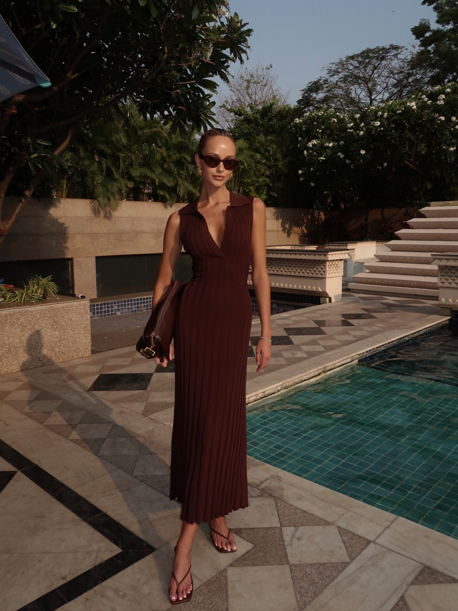 vacation knit dresses Women's Halter Dress Cut Out Summer Midi Dresses Bodycon Ribbed Knit T –  Kate Kasin