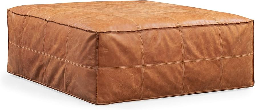 POLY & BARK Taos Square Ottoman in Full-Grain Pure-Aniline Italian Tanned Leather in Cognac tan | Amazon (US)