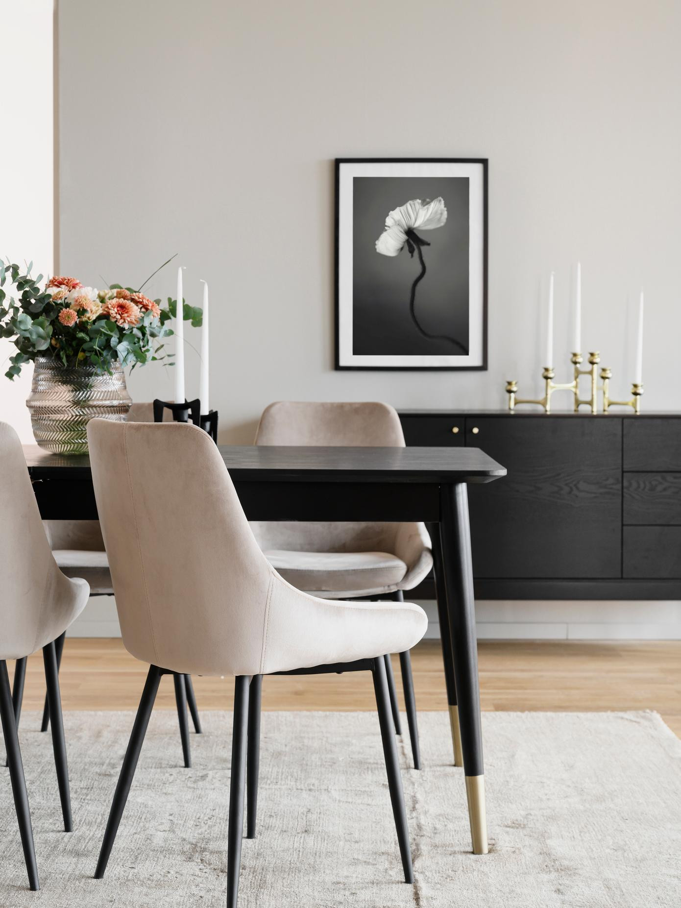 Esstisch-Set Fenwood mit Stühlen Sierra in Schwarz/Beige, 5-tlg. | WestwingNow EU