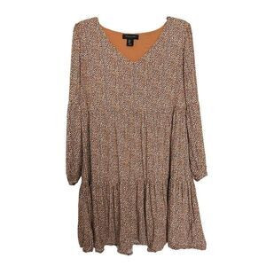 Tahari Women's Brown Polka Dot Long Sleeve Baby Doll Dress Size Small | Poshmark