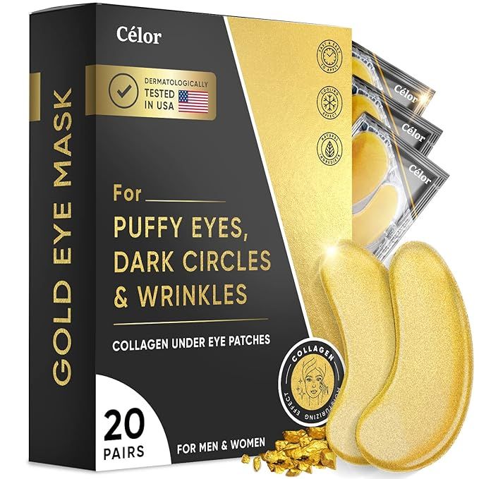 Amazon.com : Under Eye Patches (20 Pairs) - Gold Under Eye Mask Amino Acid & Collagen, Under Eye ... | Amazon (US)