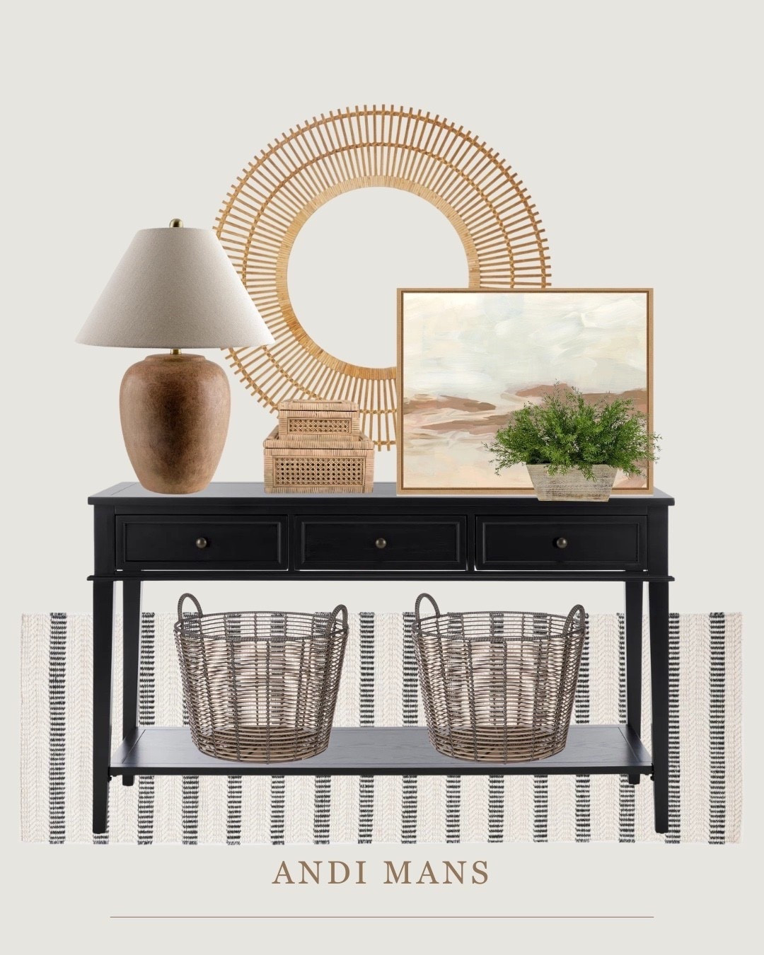 A bit of a moodier earthy option for your console table styling idea! I love this round mirror, textured larger sized table lamp and landscape wall art! Wayfair is having a huge warehouse clearance at the moment with big sales!



#LTKSeasonal #LTKOver40 #LTKHome