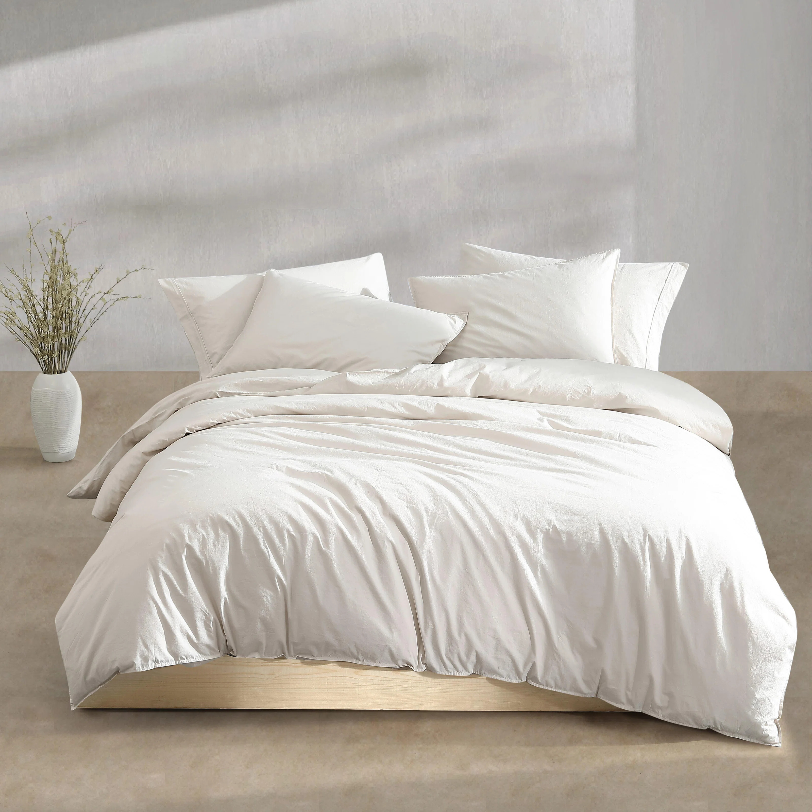 Calvin Klein Washed Percale Solid Cotton Duvet Cover Set | Wayfair North America