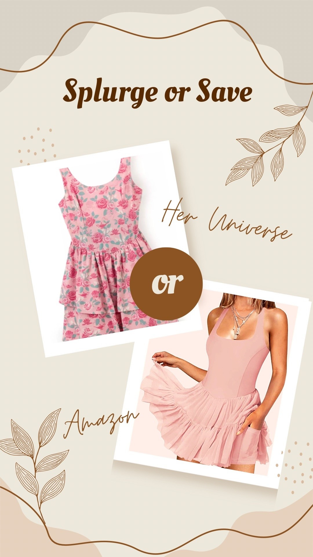✨ Splurge or Save: Princess 
Edition Active Dress ✨
If a princess is always prepared for adventure… her outfit should be too 👑💪 Let’s compare:

👑 SPLURGE: Her Universe Disney Princess Active Dress
This one is for the Disney girlies ✨
Why it’s worth the splurge:
Allover Disney Princess icon print (roses 🌹, seashells 🐚, genie lamps 🪔, glass slippers 👠, pink bows 🎀)
Corset-style bodice for a flattering, structured look
Tiered ruffle skirt
Crisscross adjustable straps
Built-in shelf bra with removable bust support
Connected undershorts
💖 The vibe: sporty princess-core.
You’re paying for licensed Disney details, thoughtful design, and that magical extra touch you won’t find just anywhere.
Best for: Disney park days, themed workouts, or when you want your activewear to feel special.

💸 SAVE: Amazon Flowy Pleated Tennis Dress
Cute, functional, and budget-friendly 🙌
Why it’s a steal:
80% polyamide / 20% elastane (stretchy, breathable, moisture-wicking)
Flowy pleated skirt with ruffle hem
X-back adjustable straps
Built-in shorts with pockets 👏
Lightweight and great for tennis, pickleball, running, or everyday summer wear
💖 The vibe: sporty & flirty.
You get the same silhouette and versatility for a fraction of the price — plus pockets (which we LOVE).
Best for: everyday workouts, travel, hot summer days, or if you want the look without the splurge.

✨ My Take:
If you’re a Disney fan and love unique, licensed pieces → Splurge.
If you want an everyday athletic dress that performs and saves you money → Save.
Both are cute. Both are functional. It just depends on whether you’re dressing for magic or practicality 💕

#LTKActive #LTKootd #LTKTravel