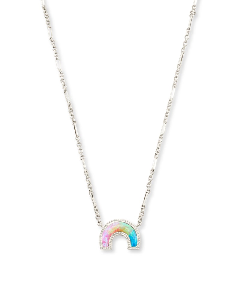 Rainbow Silver Pendant Necklace in Pastel Mix | Kendra Scott