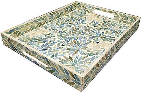 I-lan Creative Rectangular Mother of Pearl Shell Severing Tray Lacquer Wooden Decorative Tray Han... | Amazon (US)