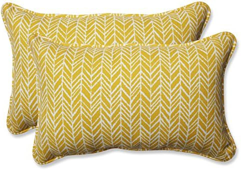 Pillow Perfect 610191 Outdoor/Indoor Herringbone Egg Yolk Lumbar Pillows, 11.5" x 18.5", Yellow, 2 P | Amazon (US)