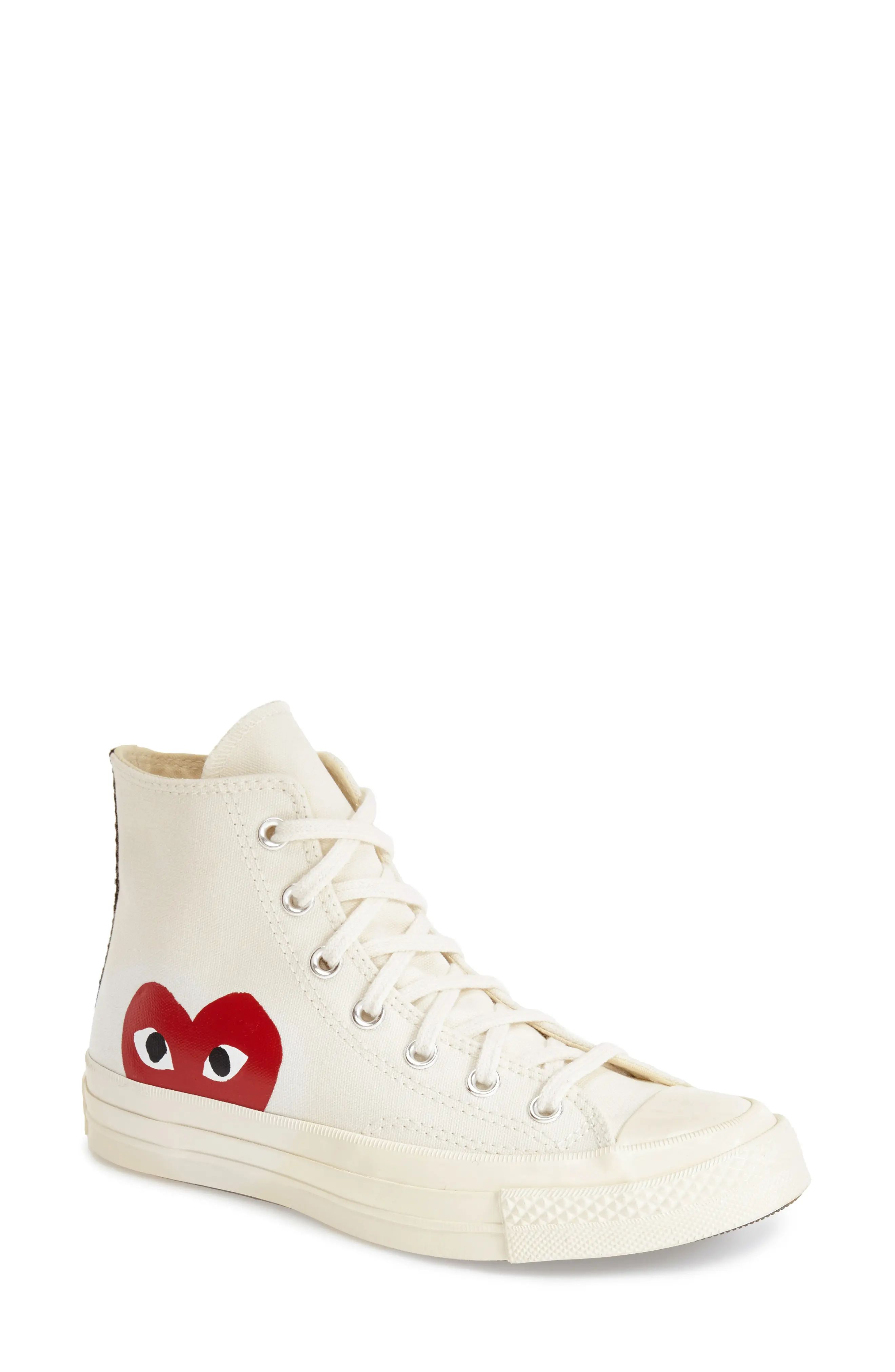 Comme des Garcons PLAY x Converse Chuck Taylor(R) - Hidden Heart High Top Sneaker in White Canvas at | Nordstrom