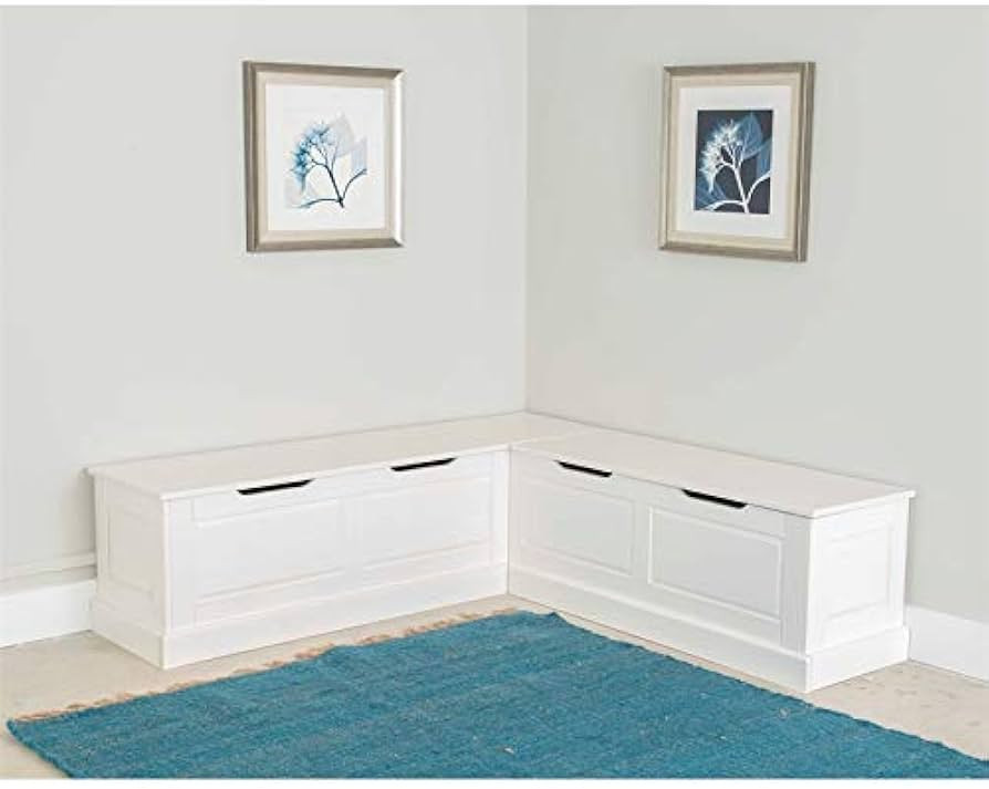 Backless Wood Corner Kitchen Breakfast Nook Bench, with Hidden Storage, in White (Bench Only) | Amazon (US)