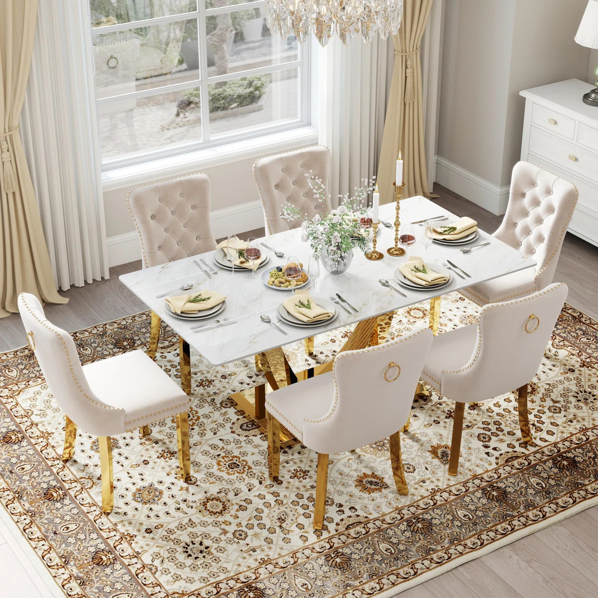 Hoppus 6 - Person Pedestal Dining Set | Wayfair North America
