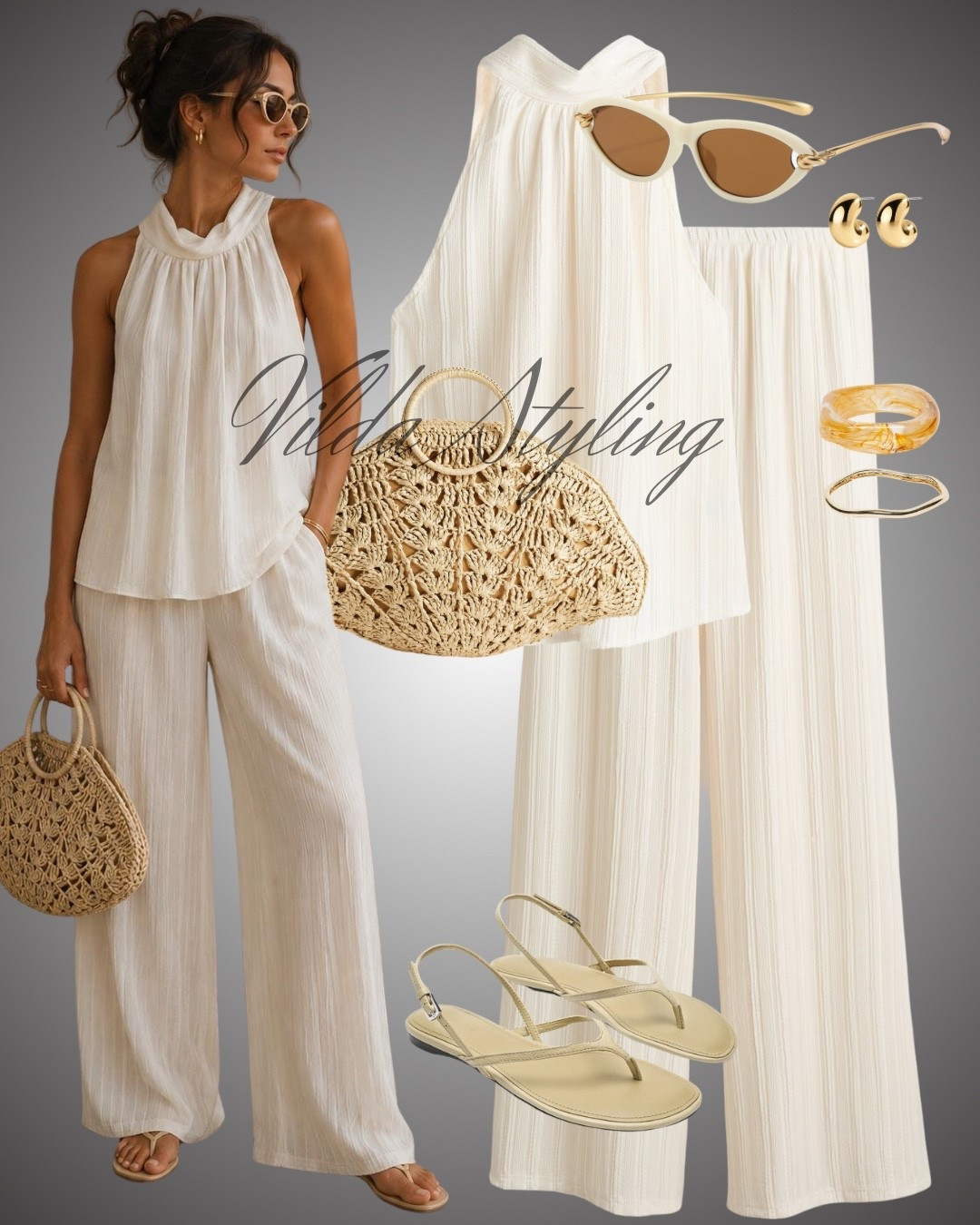 effortless elegance✨🤍

This flowy matching set is perfect for warm days, vacations, brunch, or any occasion where you want to look polished with minimal effort. Paired with woven accessories and delicate gold jewelry for a timeless summer look.


#LTKStyle #LTKFashion #WhiteOutfit #MatchingSet #SummerStyle #ResortWear #VacationOutfit #NeutralStyle #MinimalStyle #WideLegPants #ElegantStyle #CapsuleWardrobe #ChicOutfit #EffortlessStyle #BeachVacation #SummerFashion #OOTD #FashionFinds #TimelessStyle #EverydayLuxury