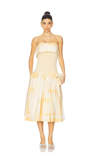 Robia Dress in Beige Brushstroke | Revolve Clothing (Global)