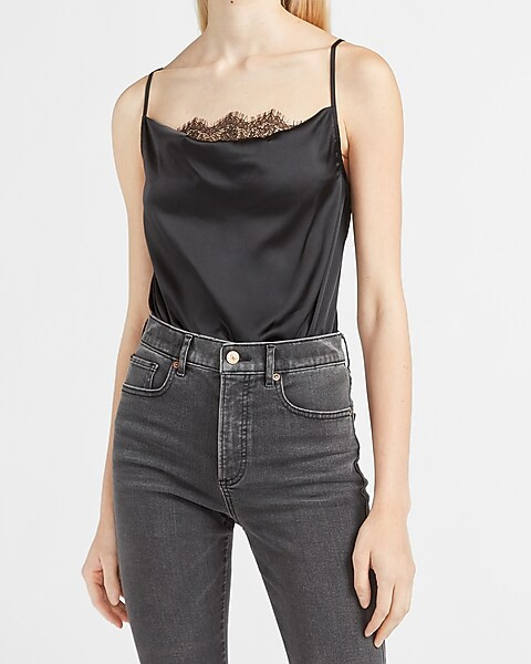 Lace Cowl Neck Thong Bodysuit | Express