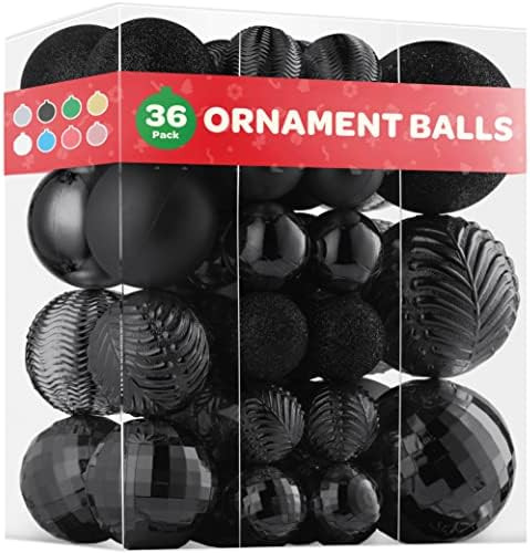Christmas Ornaments Set of 36 - Beautiful [Black] Christmas Tree Decorations Ornaments Set - 6 St... | Amazon (US)